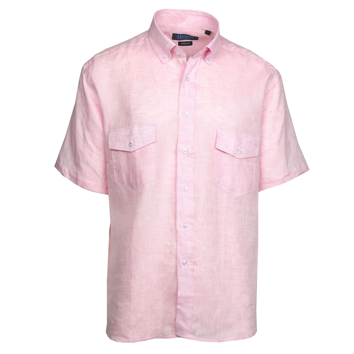 Sea Breeze Short Sleeve Pink Linen Shirt