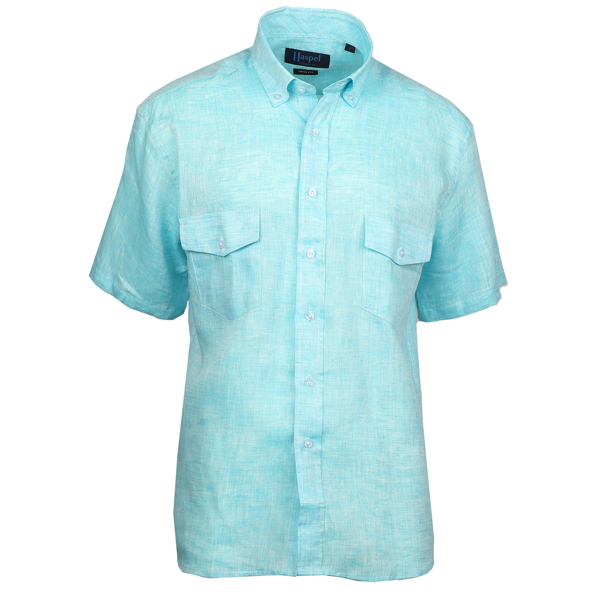 Sea Breeze Short Sleeve Teal Linen Shirt