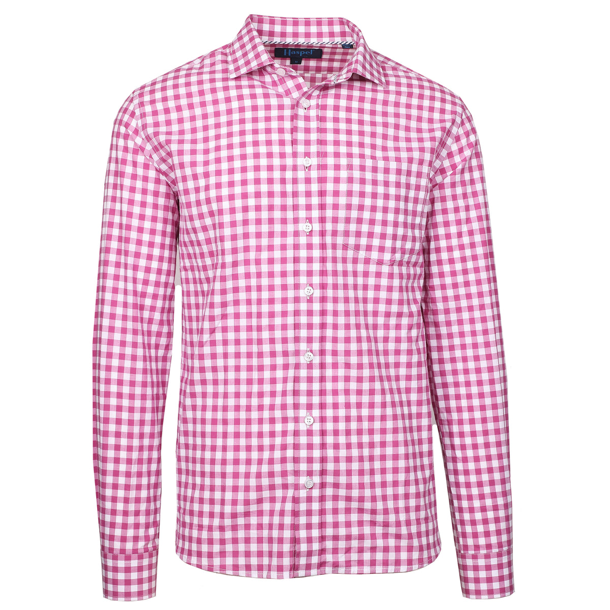 Spice up your style with the Audubon Plum Large Gingham! This pink gingham piece adds a playful touch to any outfit. Stand out in a sea of plain colors and exude that &amp;nbsp;classic charm.&lt;/p&gt; &lt;p&gt;100% Cotton • Spread Collar • Long Sleeve • Chest Pocket • Machine Washable • Made in Italy