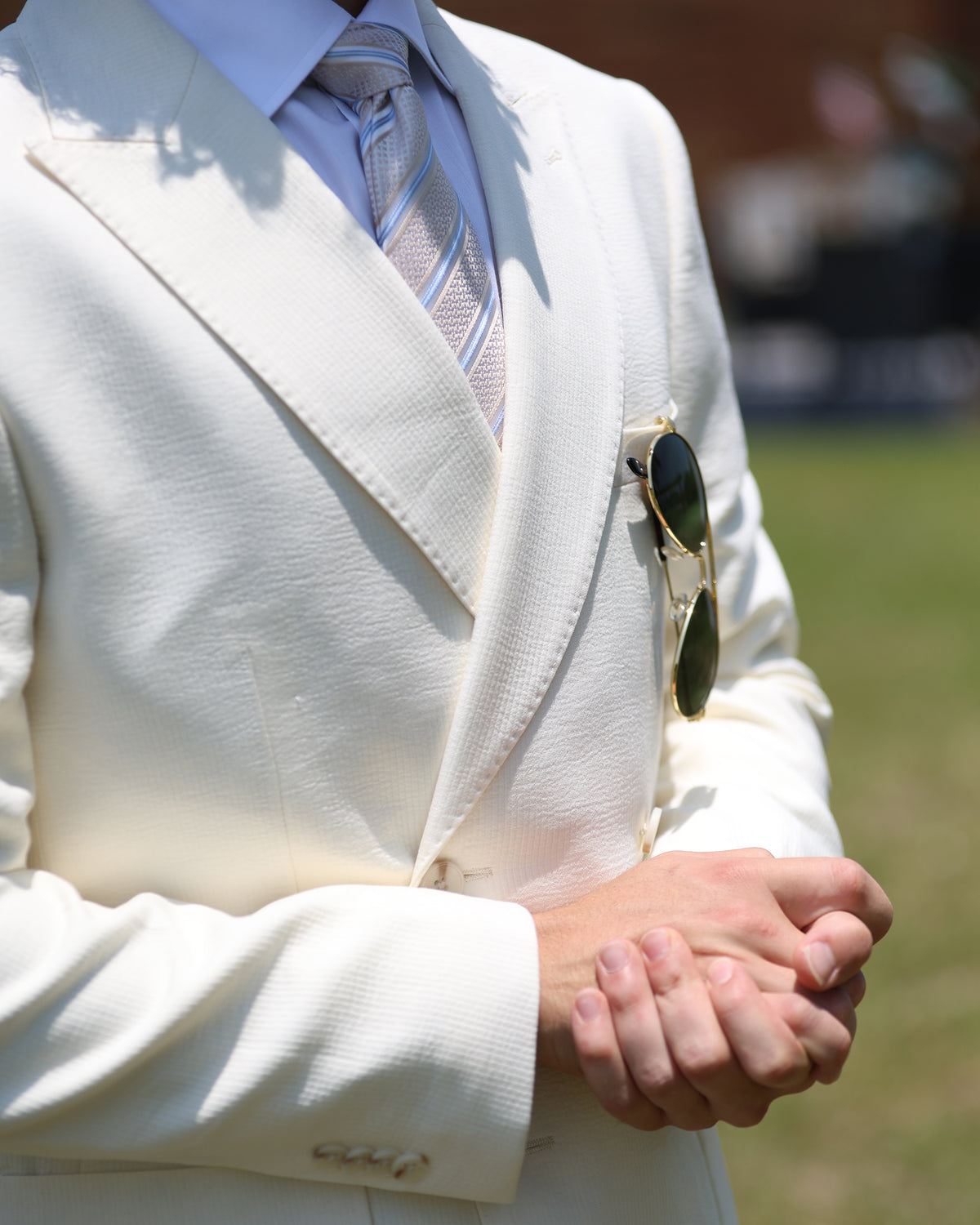Randolph Ivory Double-Breasted Seersucker Sportcoat