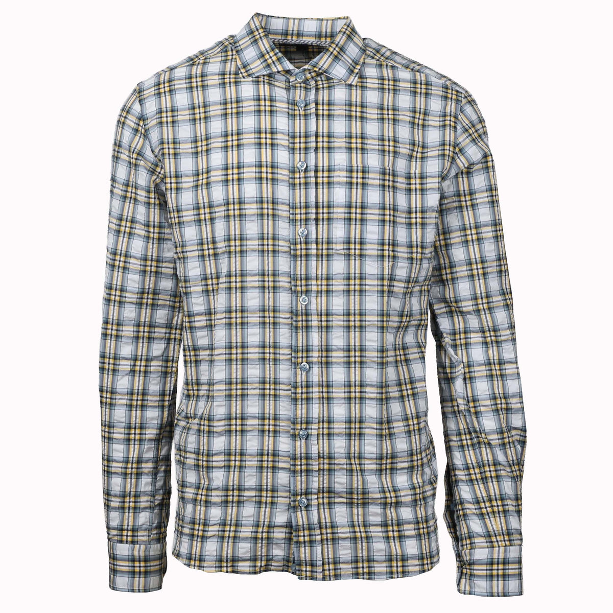 Chartres Blue, Yellow & White Plaid Long Sleeve Shirt