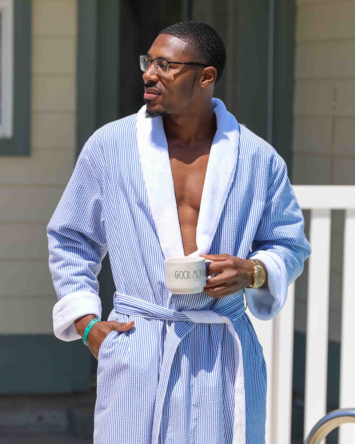 Sussex II Plush Lined Seersucker Robe - One Size