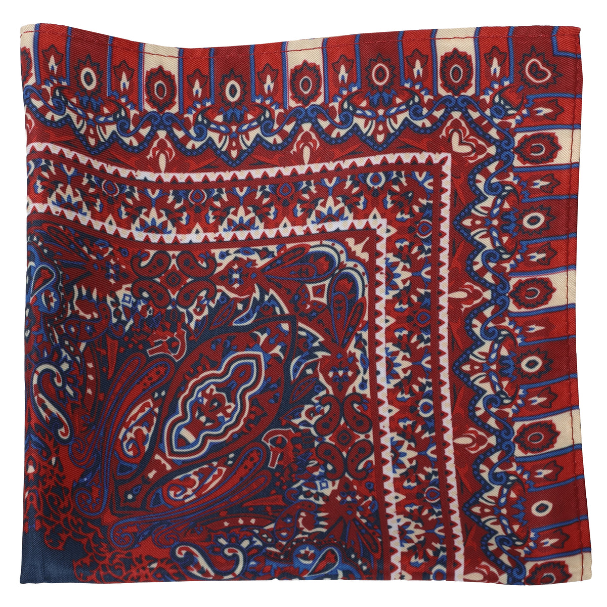 Burgundy with Blue Silk Pocket Square