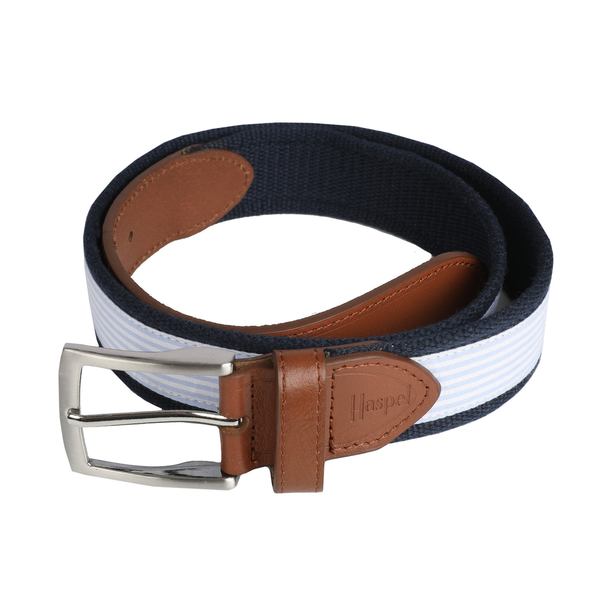 Blue & White Seersucker Belt