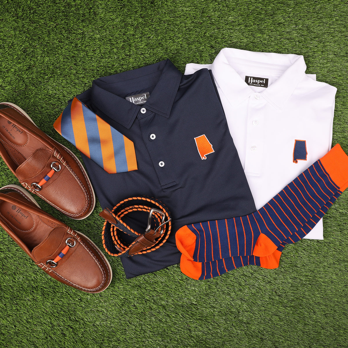 Game Day Navy &amp; Orange Elastic Belt