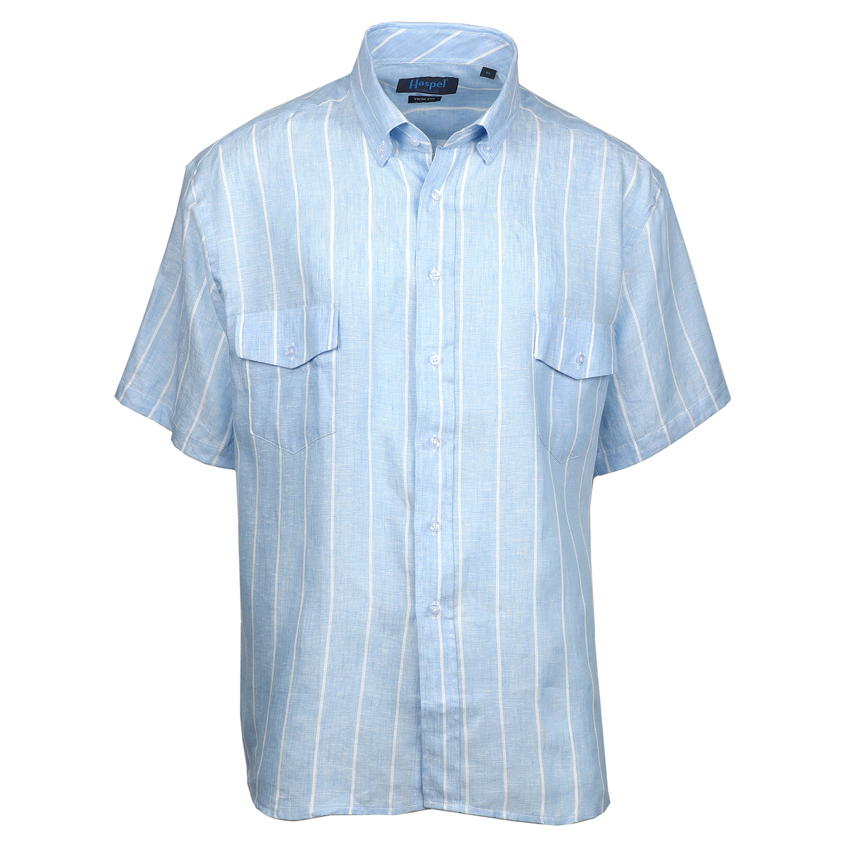 Sea Breeze Short Sleeve Blue Stripe Linen Shirt