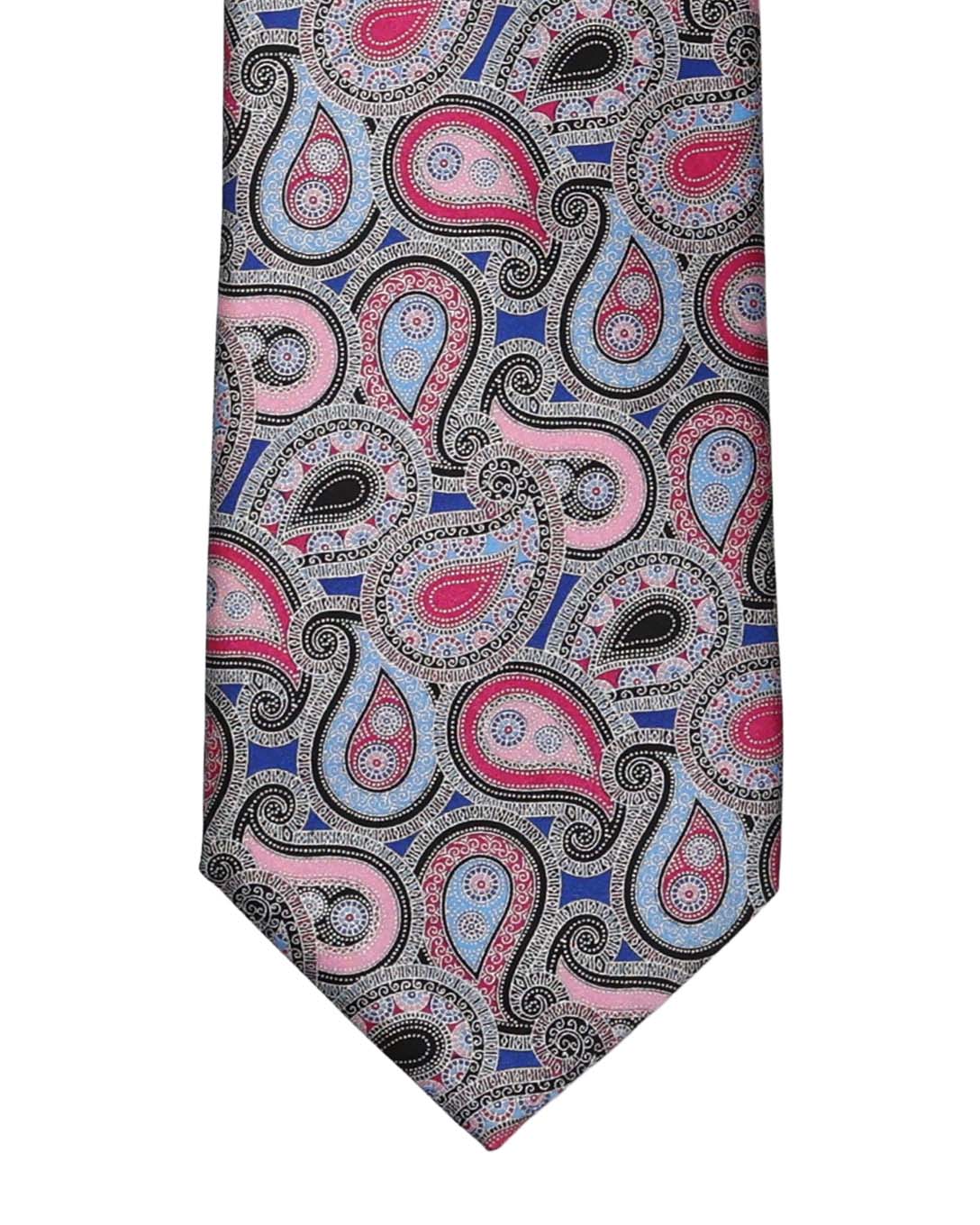 Blue & Pink All Over Paisley Print Tie