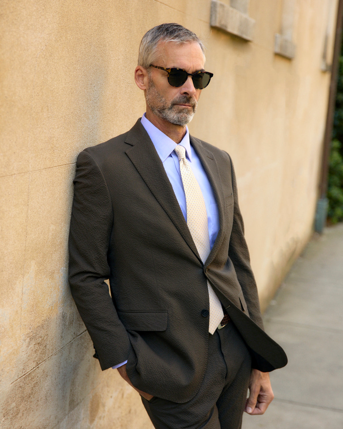 Chicory Brown Seersucker Stretch Pant