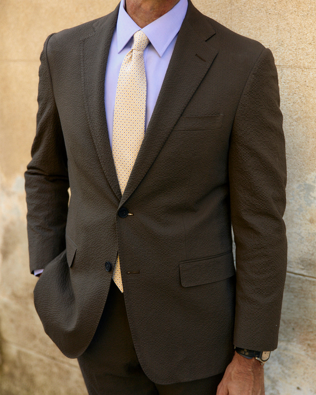 Chicory Brown Seersucker Stretch Pant