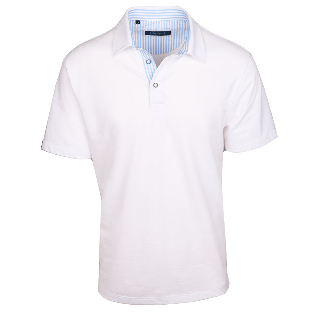 Experience the ultimate comfort and style with this incredibly soft pique polo. Enjoy the simple yet high-quality design of a true Haspel polo, complete with seersucker detailing.&nbsp;