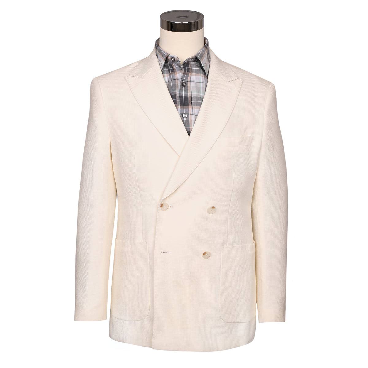 Randolph Ivory Double-Breasted Seersucker Sportcoat