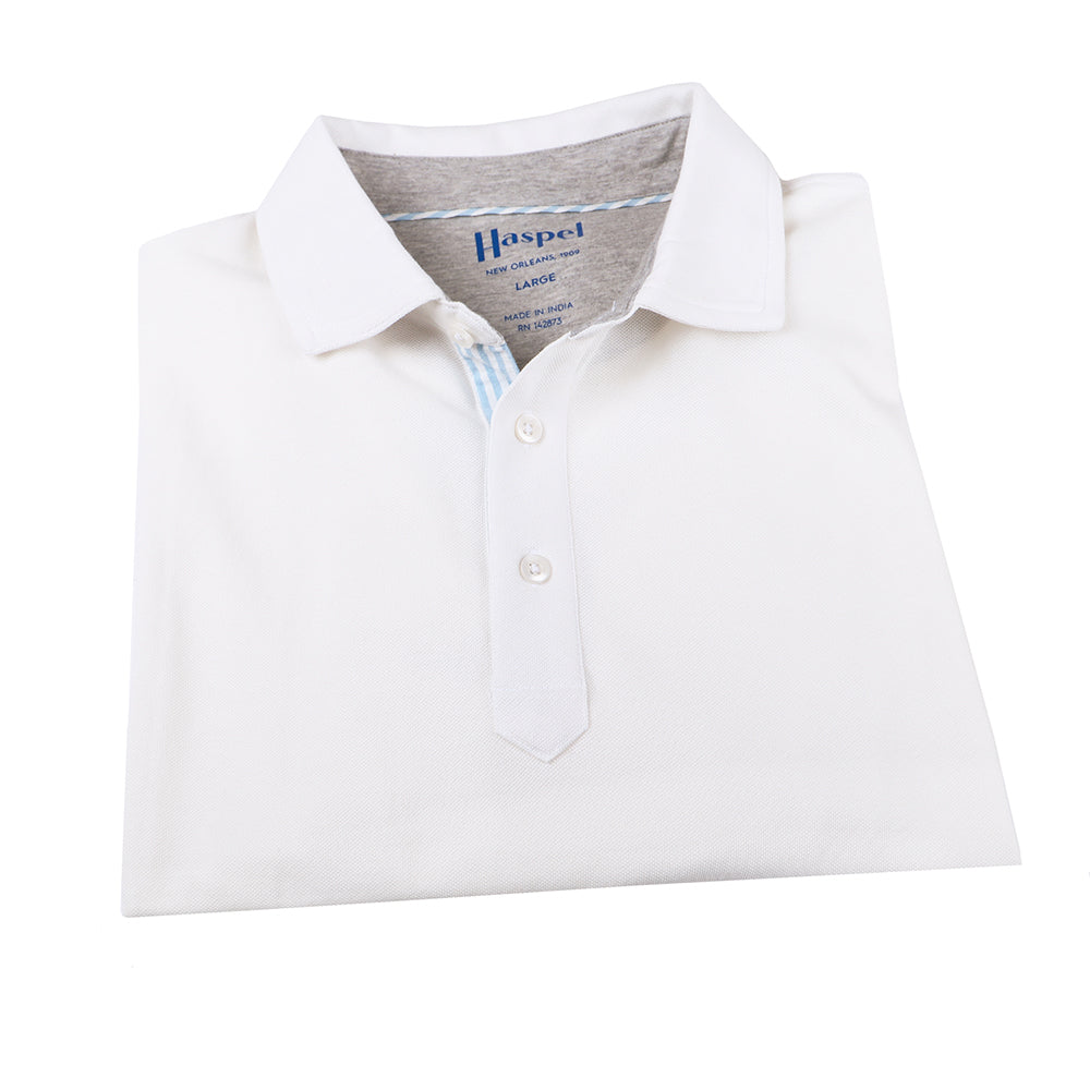 Fulton White Stretch Pique Polo | Men's Casual Shirts
