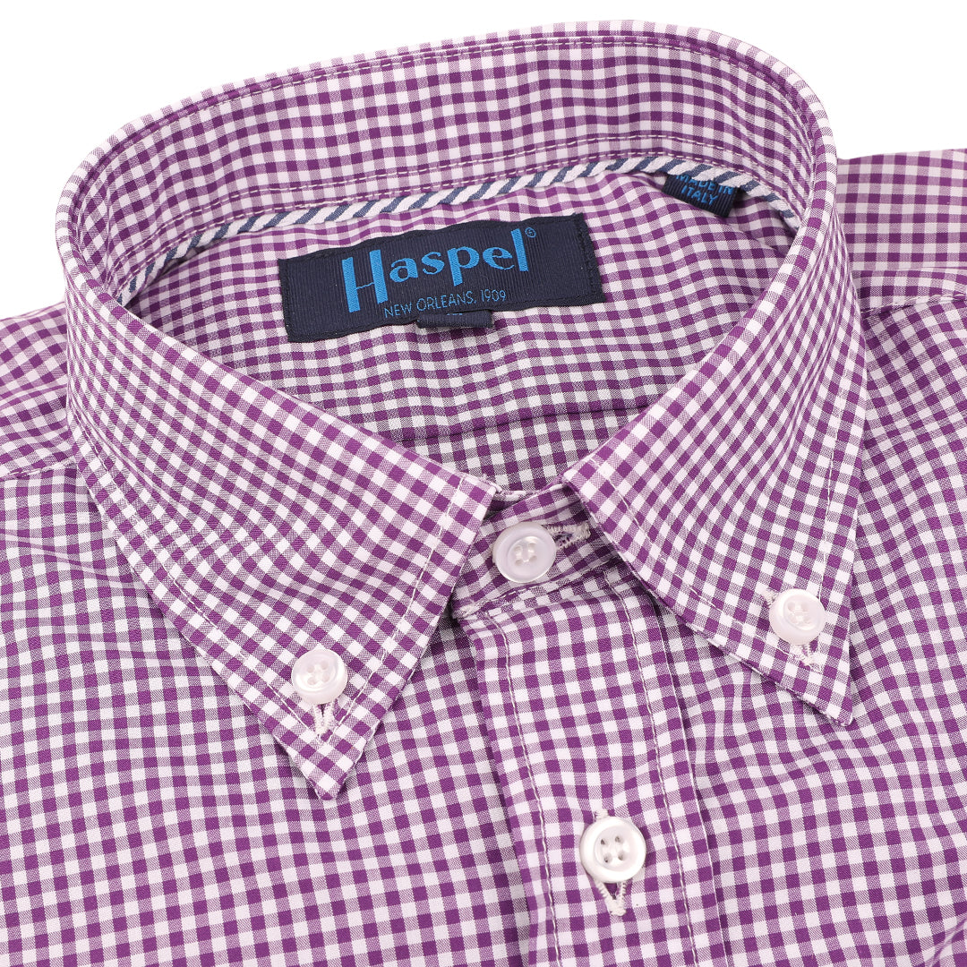 Men's Shirts | Franklin Purple Mini Gingham Check | Haspel