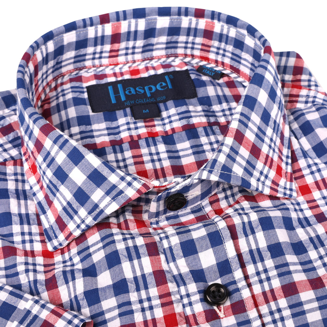 Freret Red &amp; Blue Seersucker Check