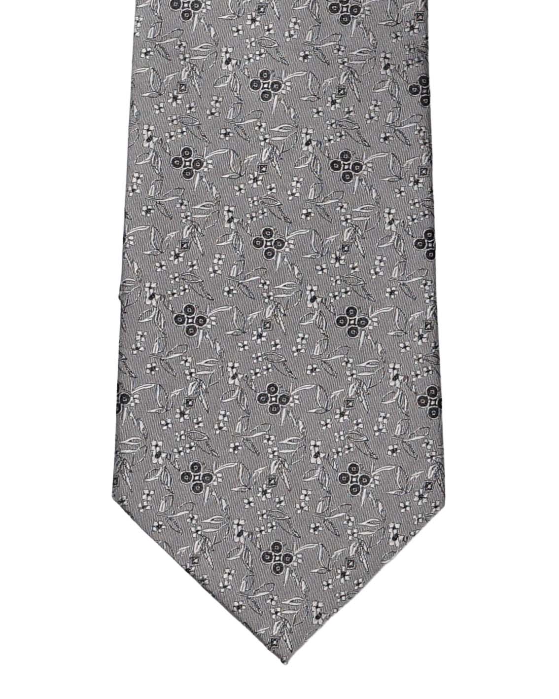 Grey & Black Floral Silk Tie