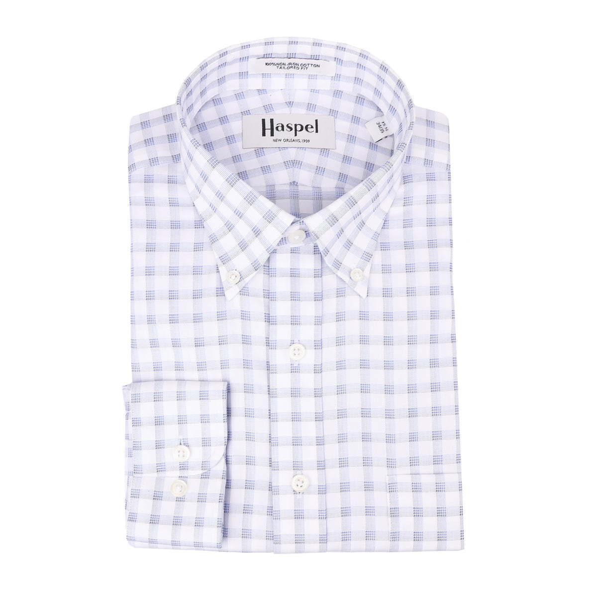 Henry White Ground Box Plaid Button Down Trim Fit Dress Shirt
