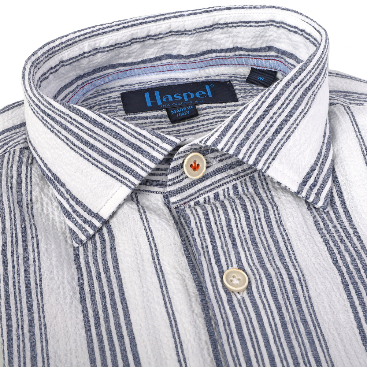 Kavanaugh Navy Blue Stripe Seersucker Long Sleeve Shirt