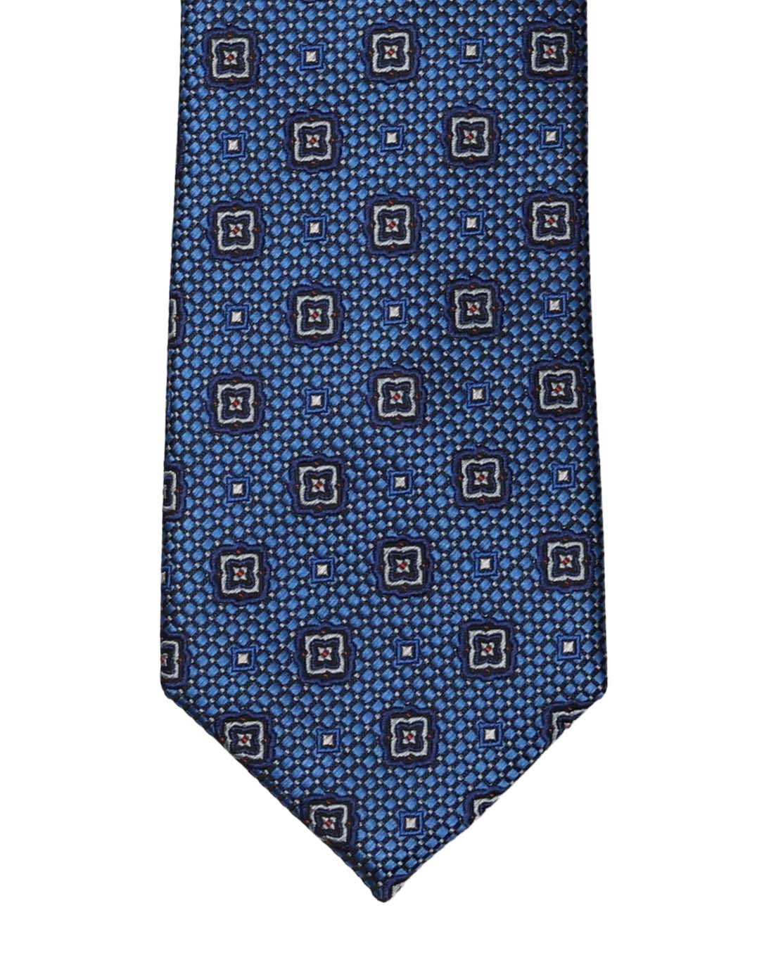 Med. Blue with Silver, Navy, & Red Tie
