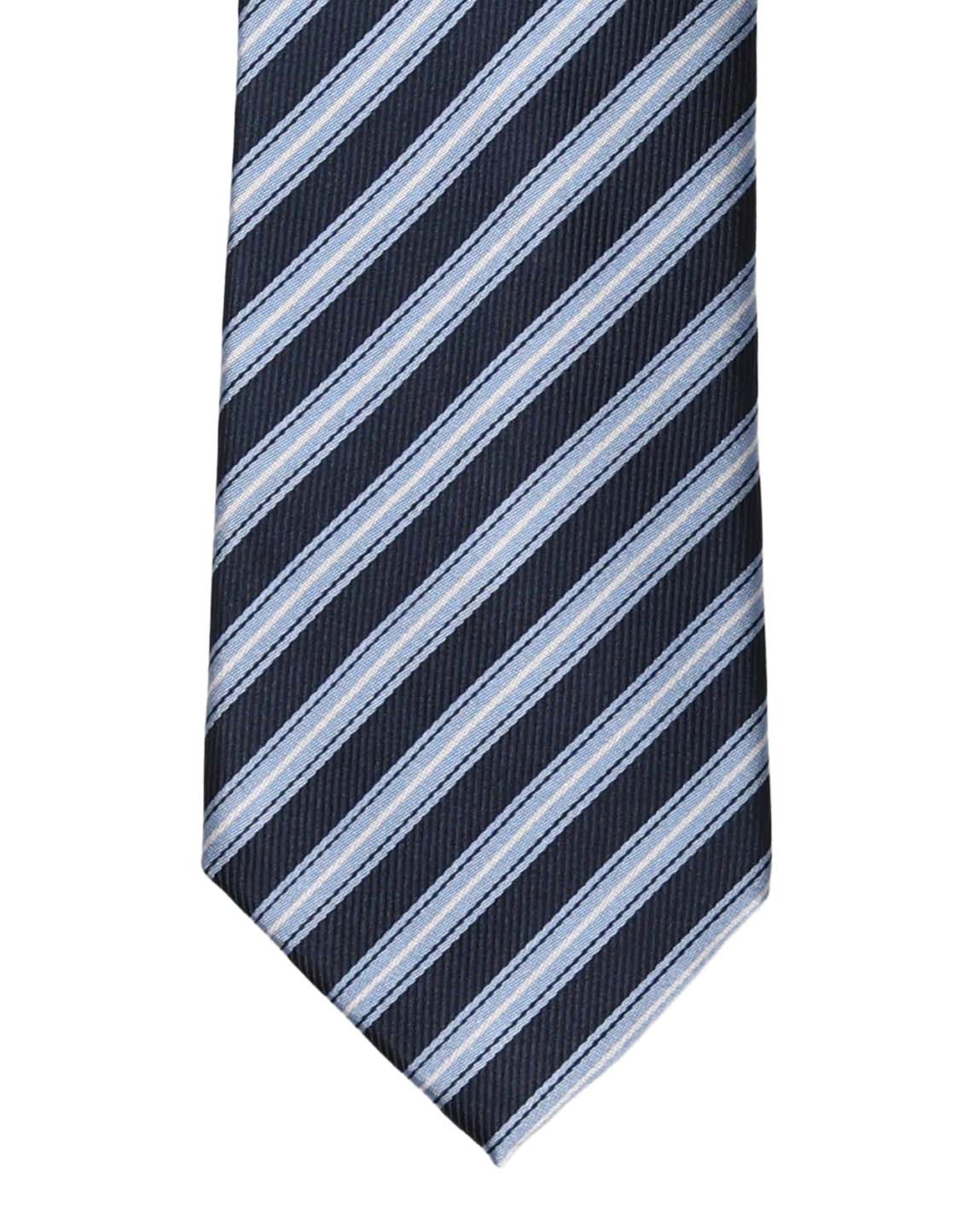Navy with Lt. Blue & Silver Stripe Tie