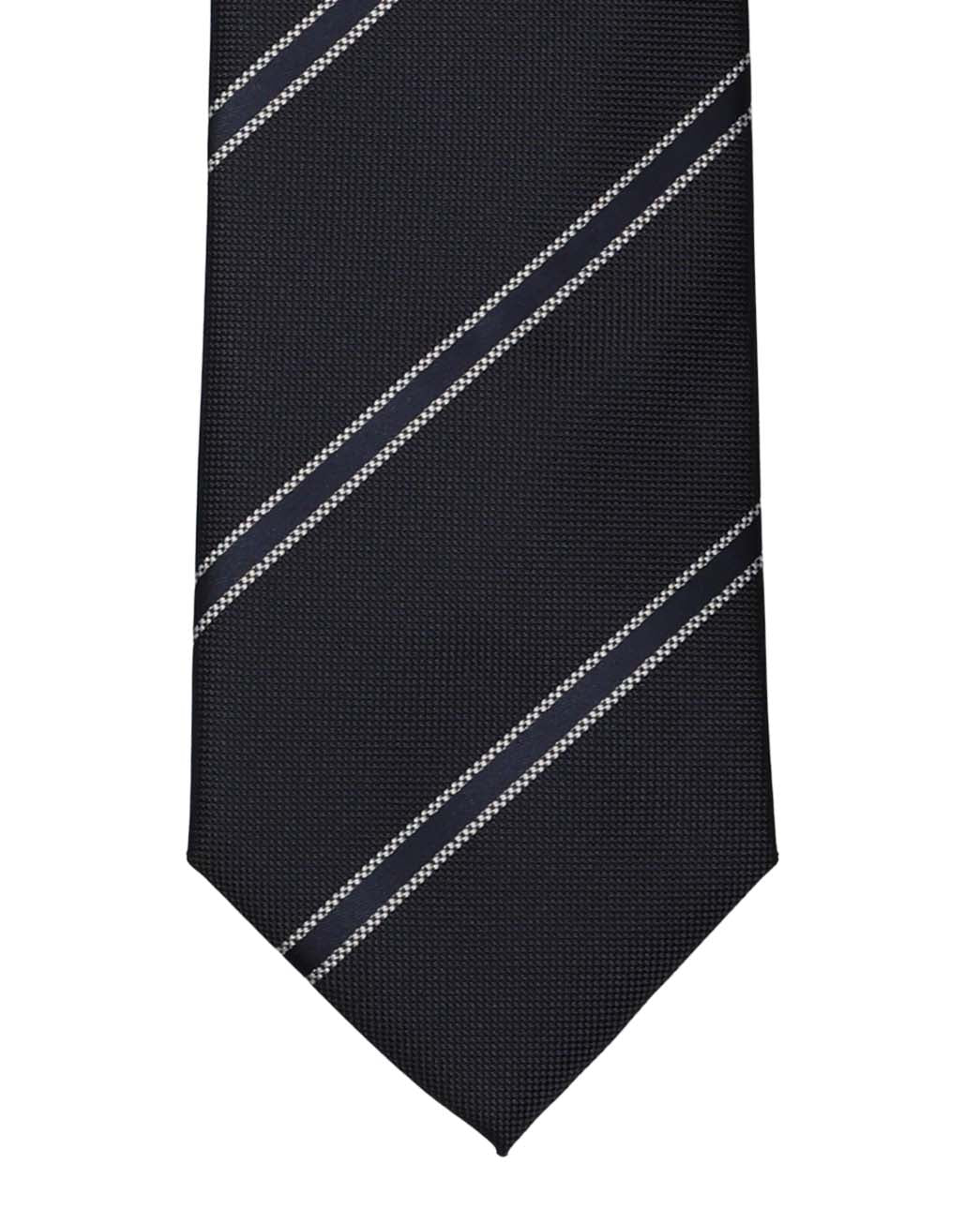 Navy with White Bar Stripe Tie