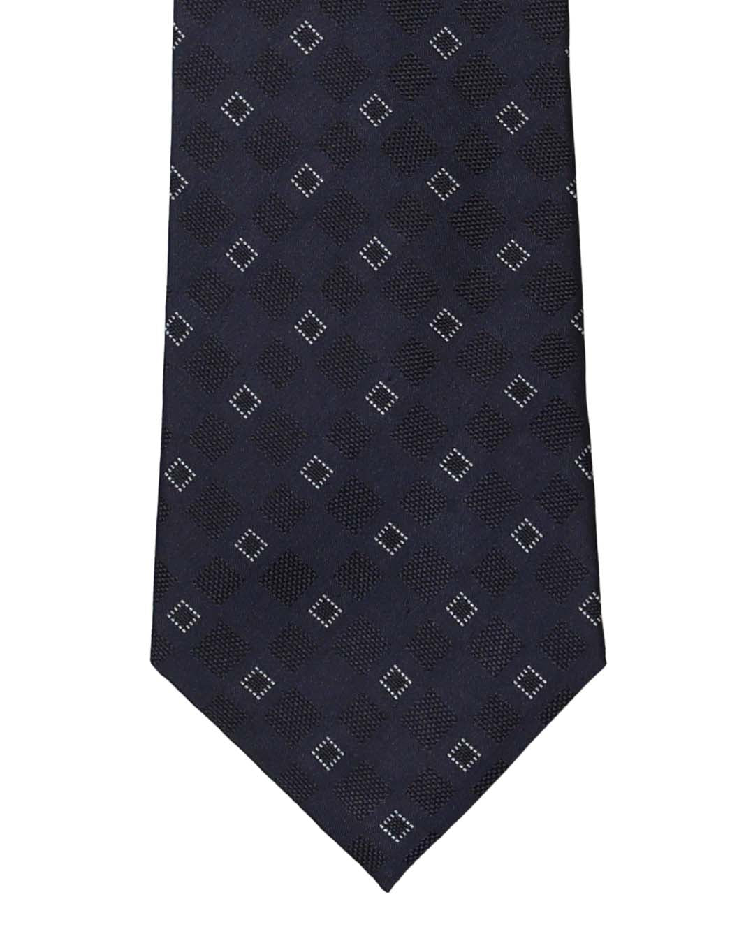 Navy with White Diamond Jacquard Silk Tie