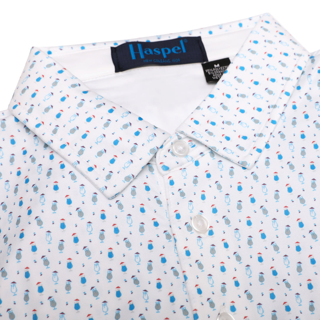 Elevate your golf game or casual game with our regal Clubhouse Hurricane Glass Performance Polo. The hurricane glass pattern offers a bit of fun and the flex of performance for a smooth and lightweight feel.