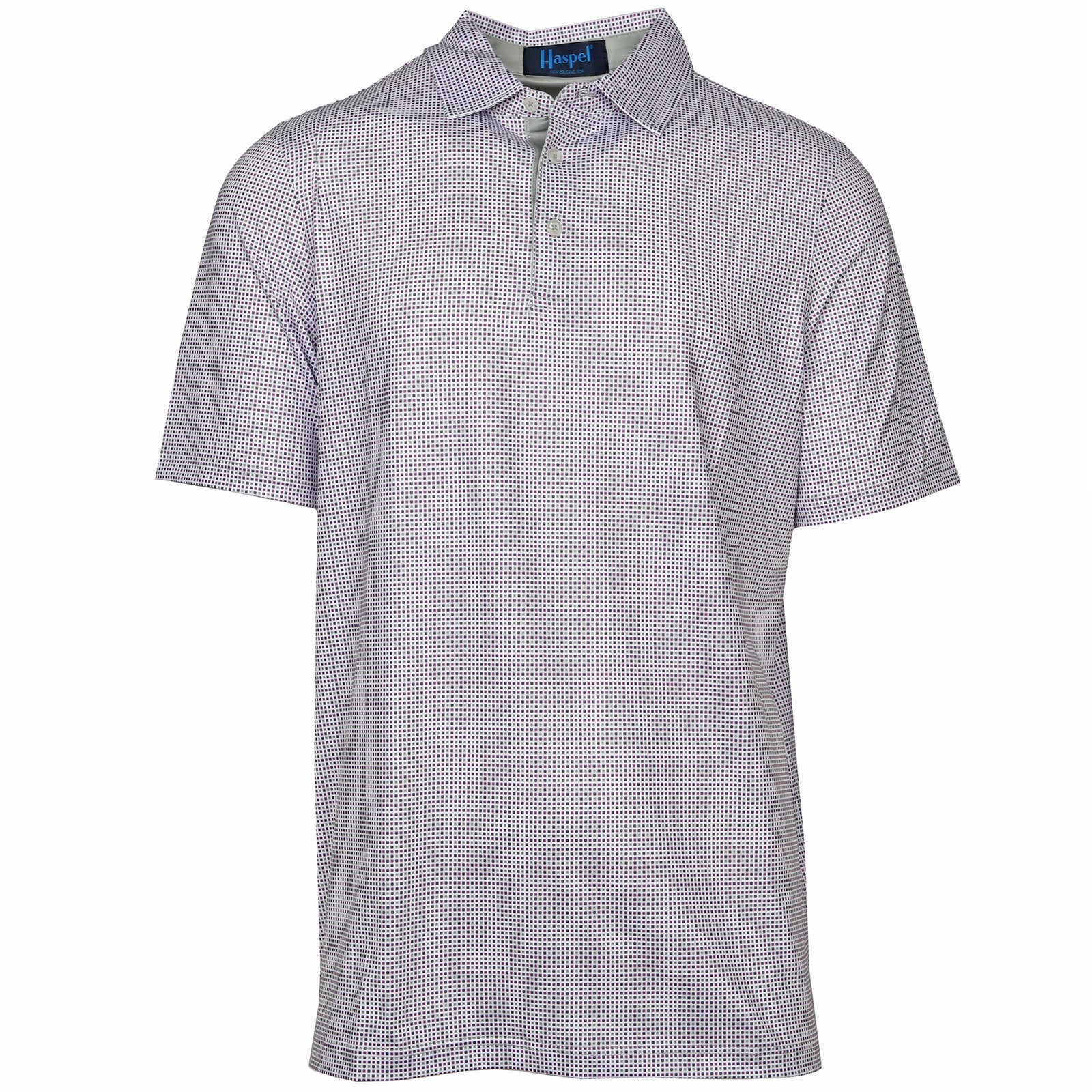 Elevate your golf game or casual game with our regal Clubhouse Lavender &amp; Silver Box Check Performance Polo. The lavender &amp; silver box check pattern offers both elegance and premium performance for an exclusive and sophisticated feel.
