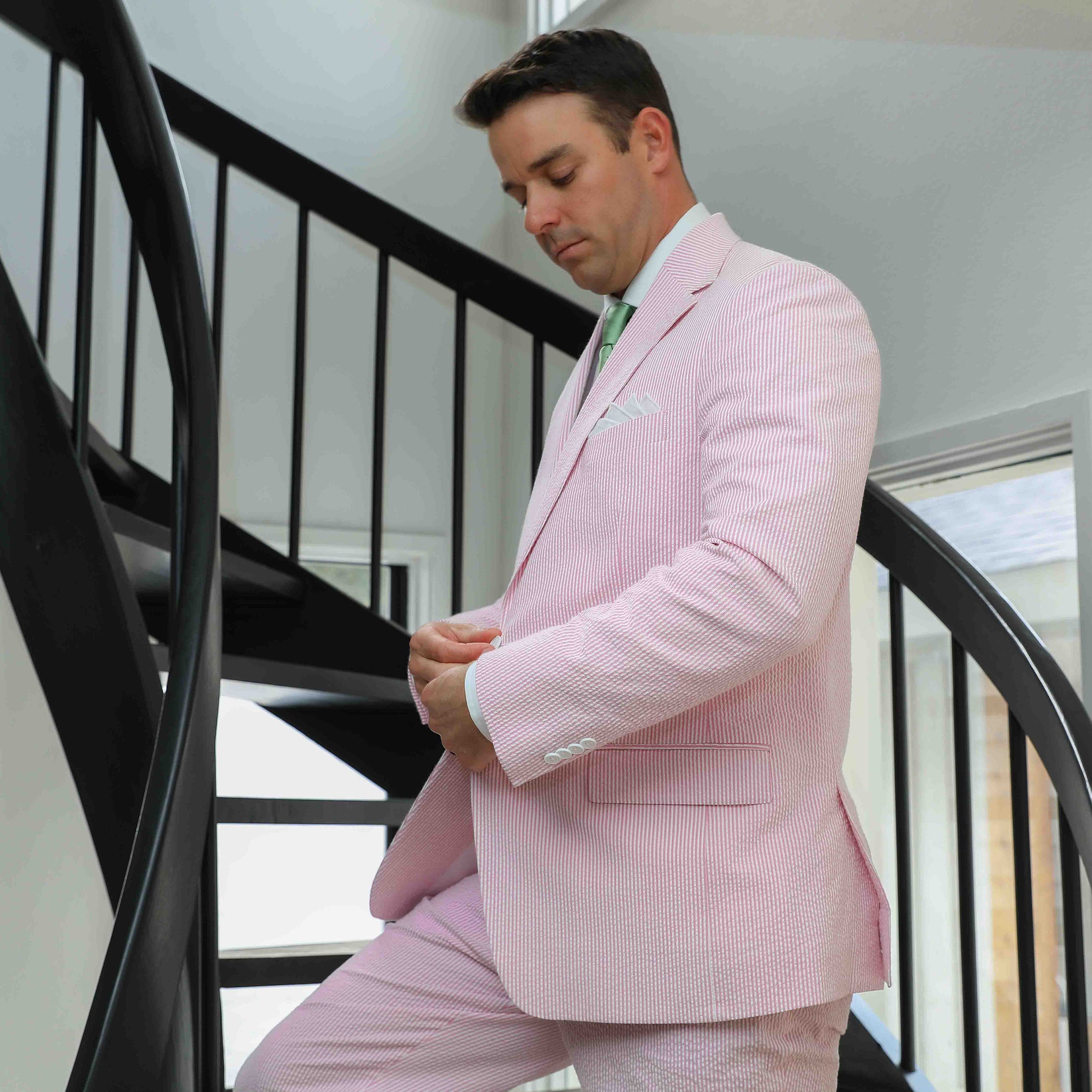 Men's Sport Coats, Pink Lemonade Seersucker Stretch Pant, Seersucker Suit  Separates
