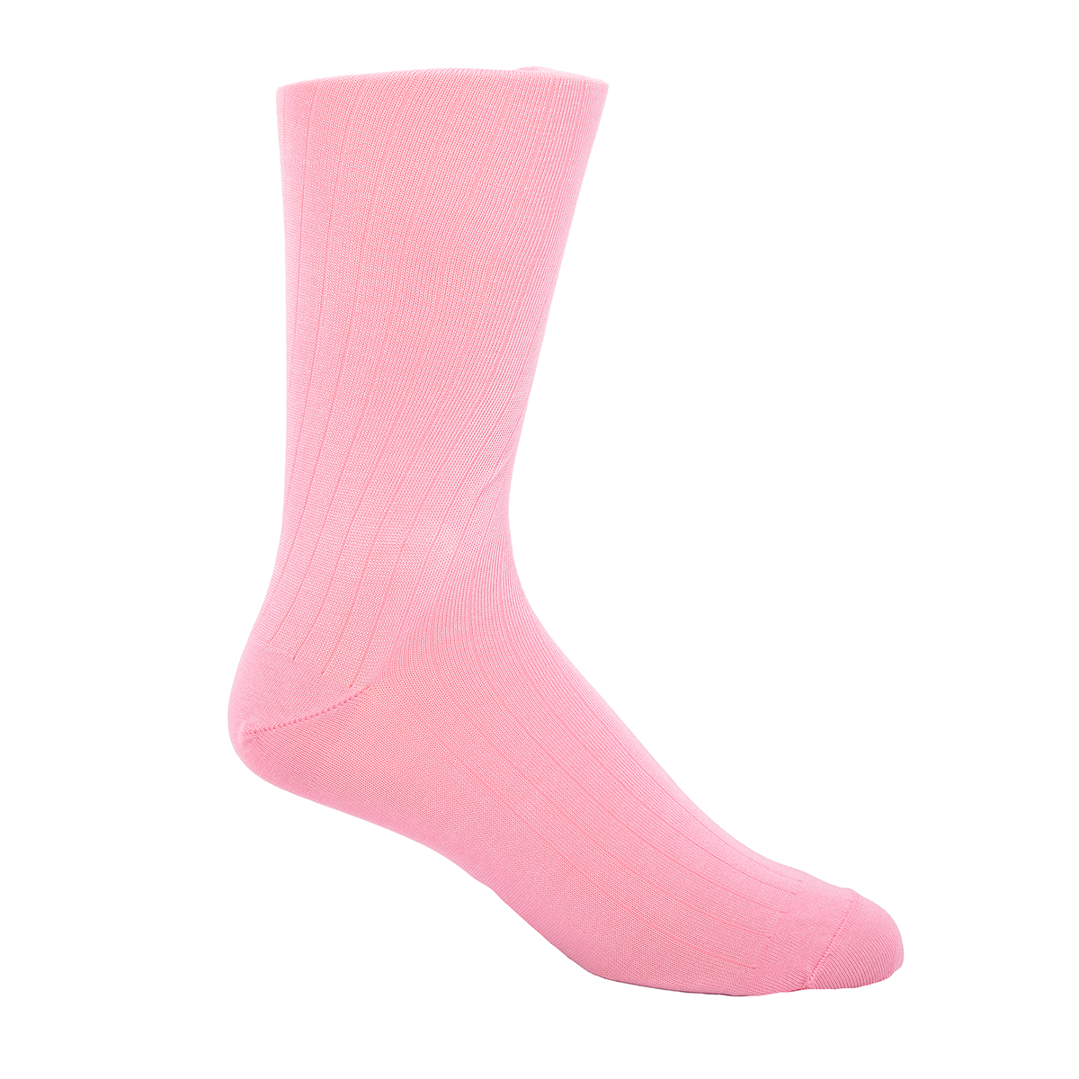 Pink Solid Ribbed Mid-Calf Socks