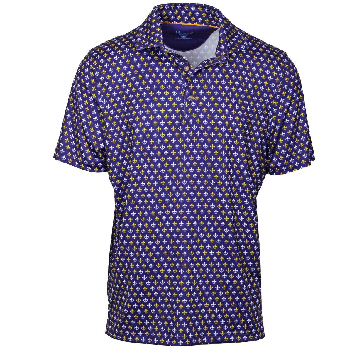 Purple Mini Fleur De Lis Performance Polo
