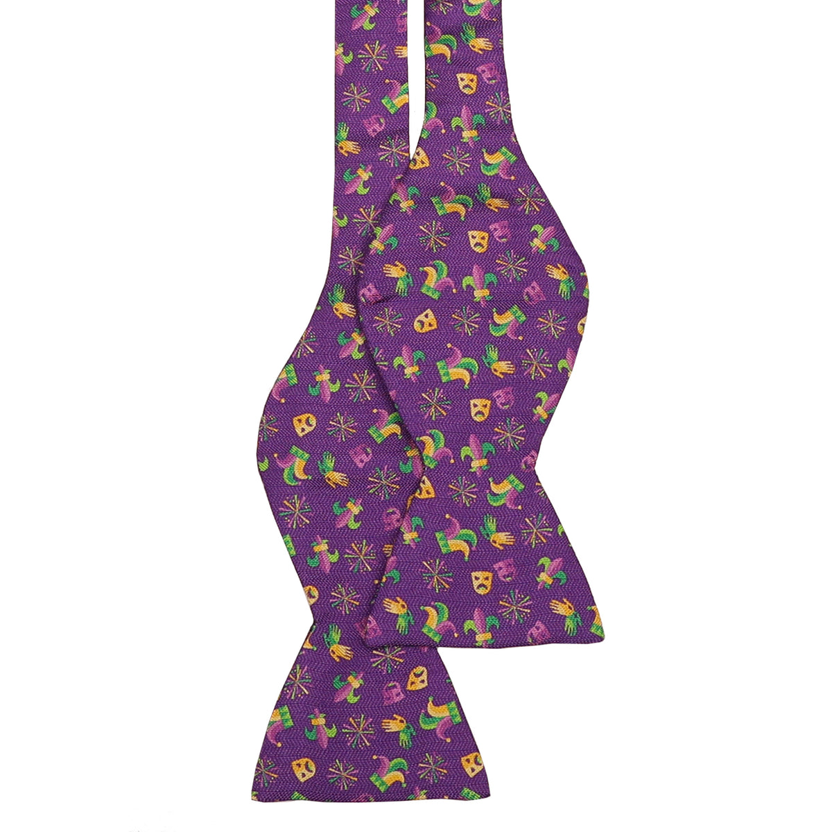 Purple Jesters &amp; Fleur De Lis Bow Tie