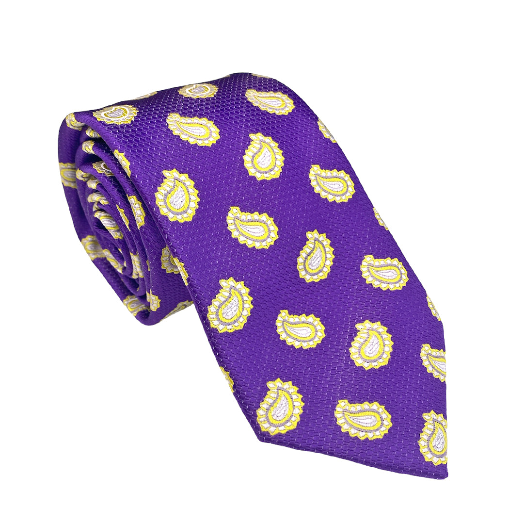Purple &amp; Gold Exploded Paisley Tie