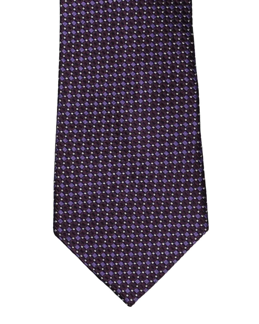 Purple with Purple & White Deco Silk Tie