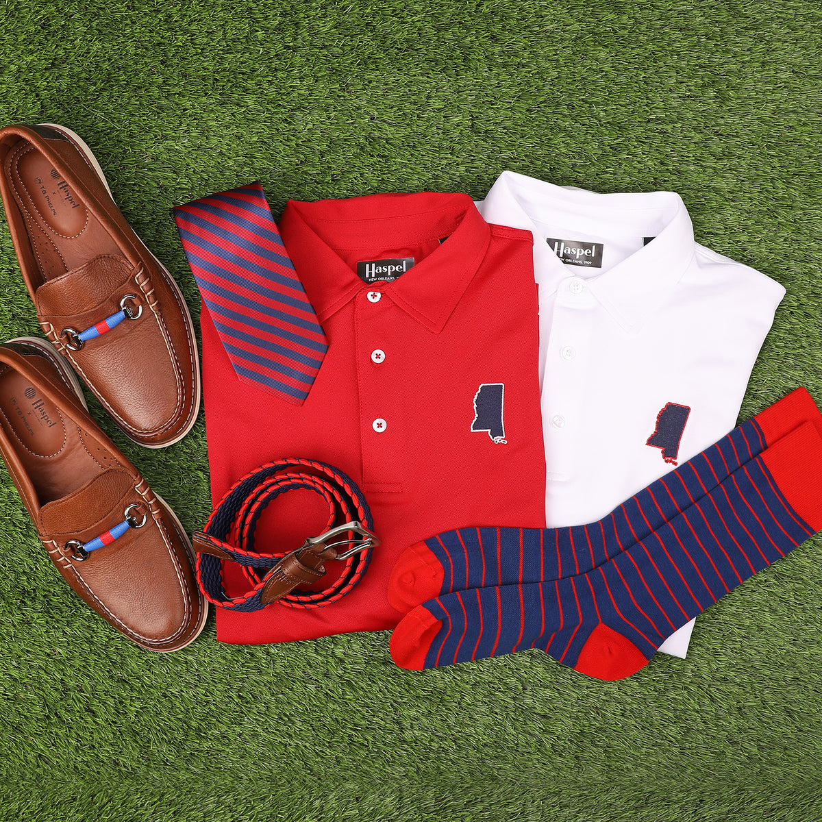 Game Day in Mississippi White Driway™ Performance Polo