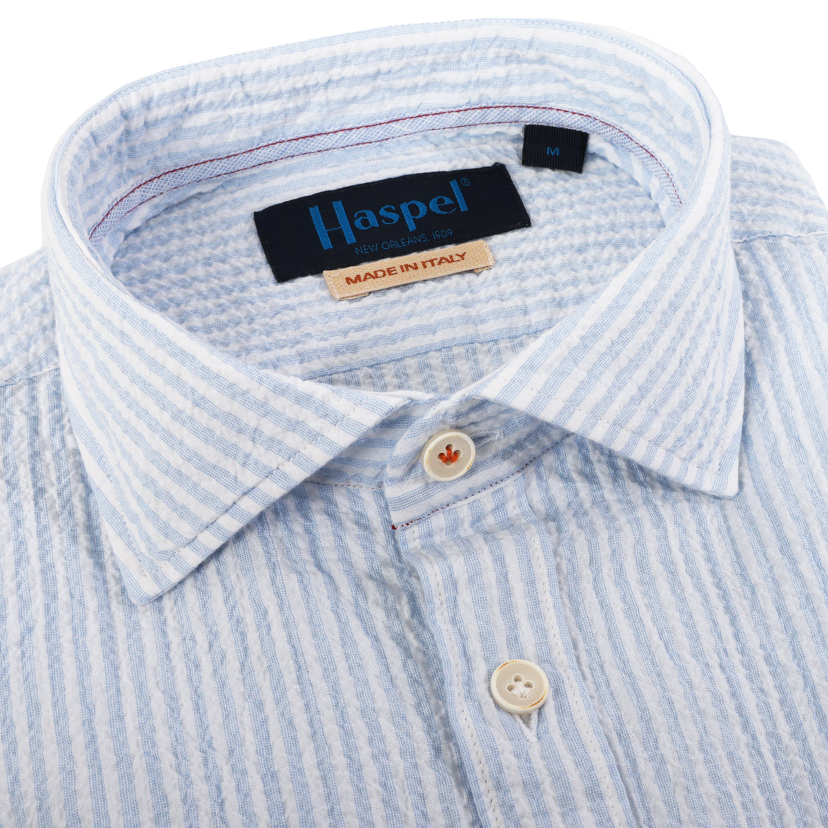 Riley Lt. Blue Stripe Seersucker Short Sleeve Shirt