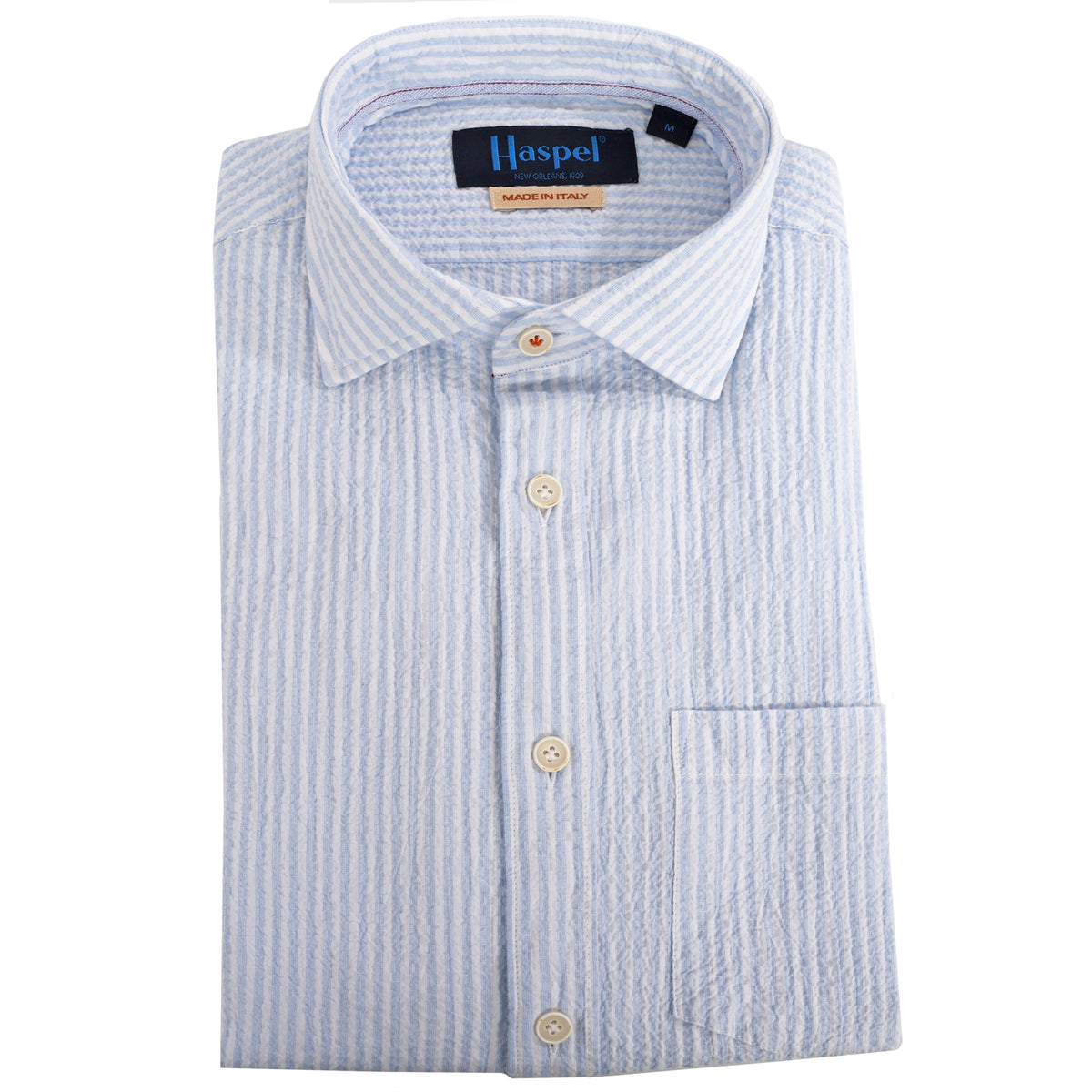 Riley Lt. Blue Stripe Seersucker Short Sleeve Shirt