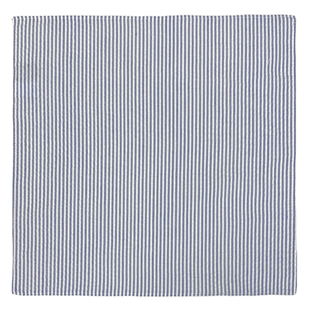 Classic Blue Stripe Seersucker Pocket Square