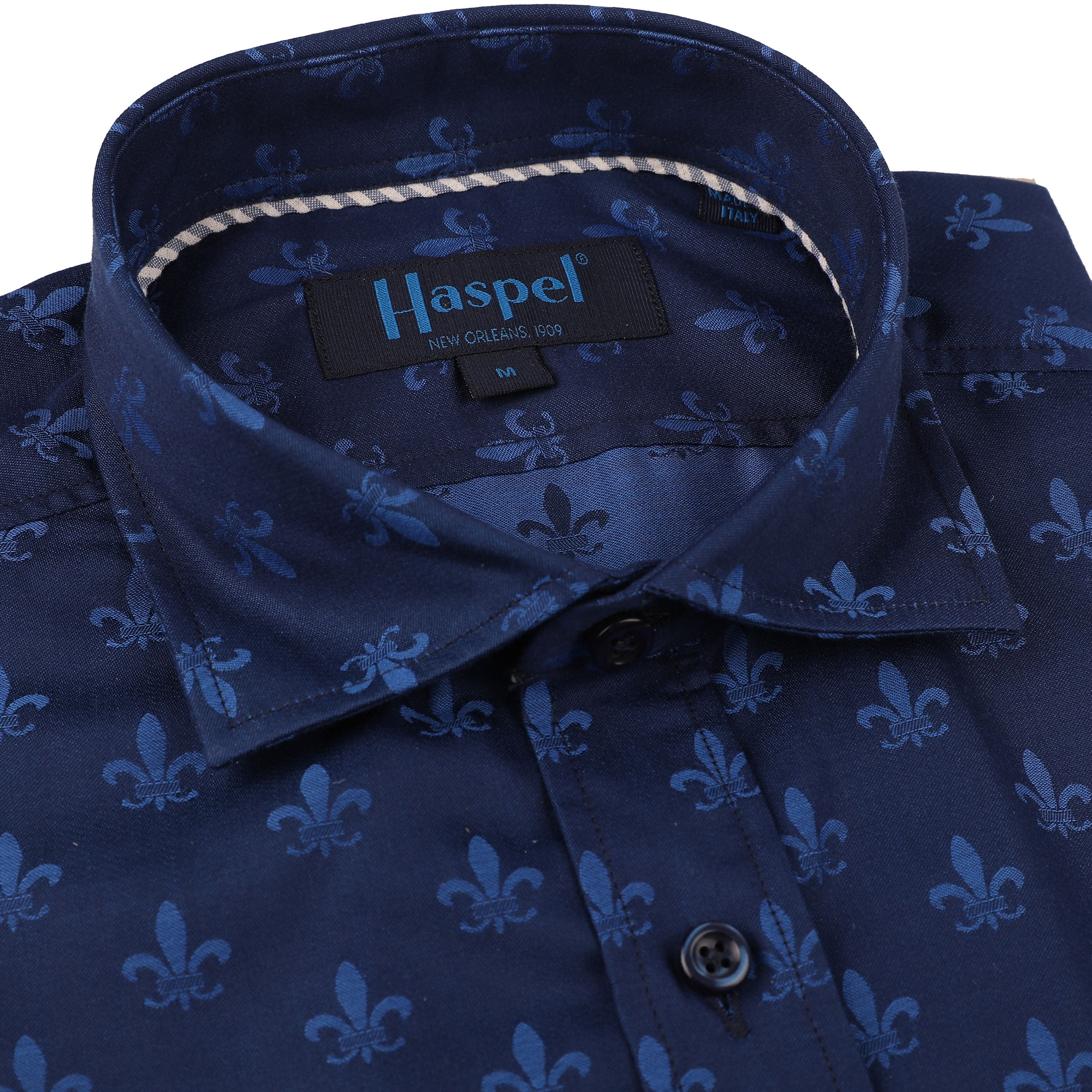 Men's Shirts | Carroll Royal Blue Fleur De Lis | Haspel