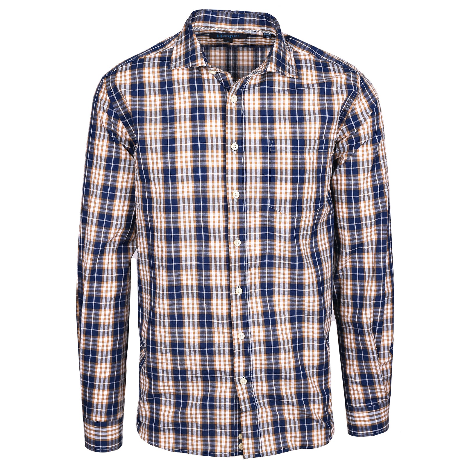 Dare to be bold with Chartres' Brown & Navy Seersucker. This dynamic duo provides a compelling combination of color and texture that will turn heads and make you stand out from the crowd. Embody your spirit of adventure.  100% Cotton • Spread Collar with Removable Collar Stays • Long Sleeve • Chest Pocket • Machine Washable • Made in Italy • Return Policy