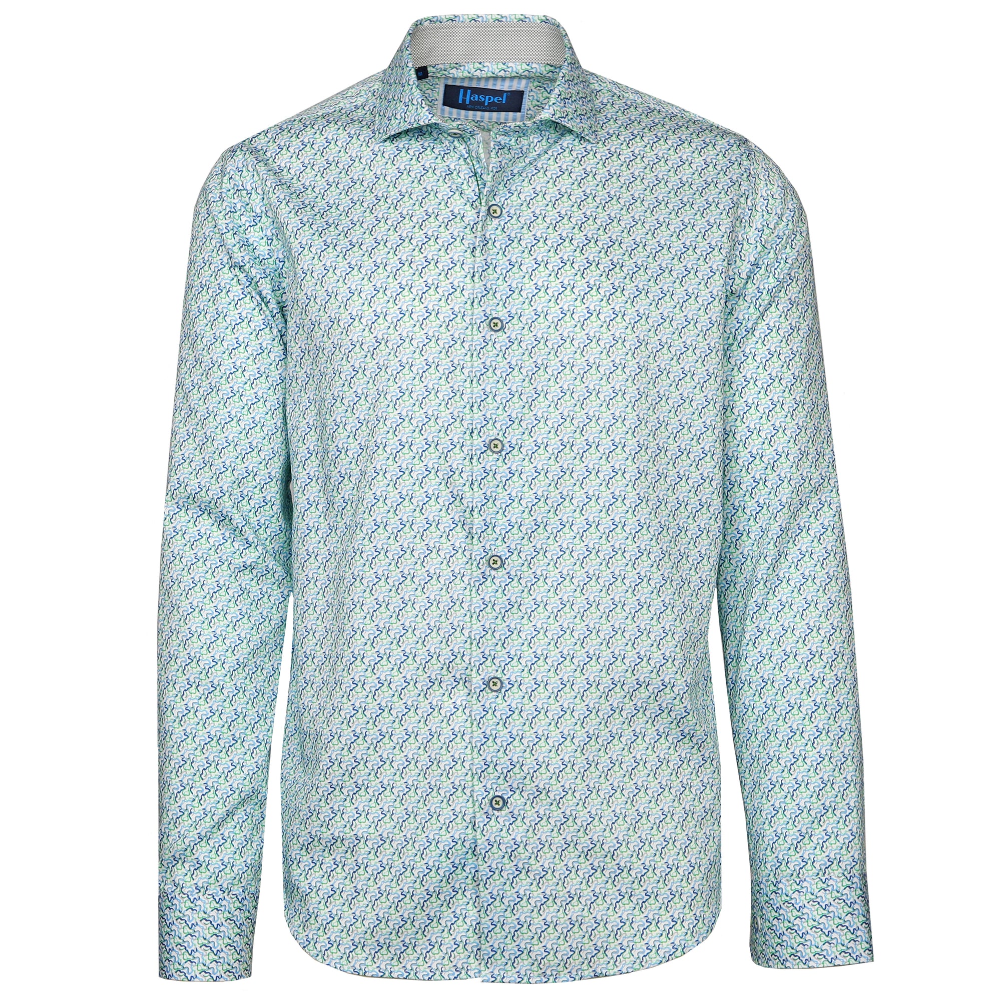 Ride the wave of style and comfort in our Carroll Blue &amp; Green Wave Long Sleeve Shirt. Made with breathable materials, this playful shirt is perfect for any occasion. Whether you're hitting the beach or hanging out with friends, this shirt has got you covered.