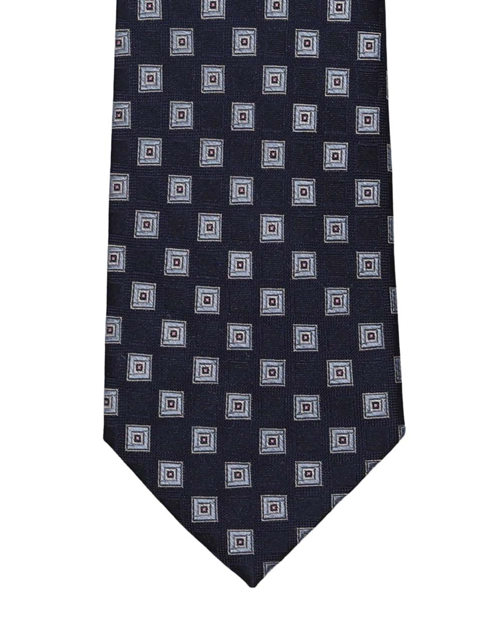 Navy with Light Blue Box Print Tie