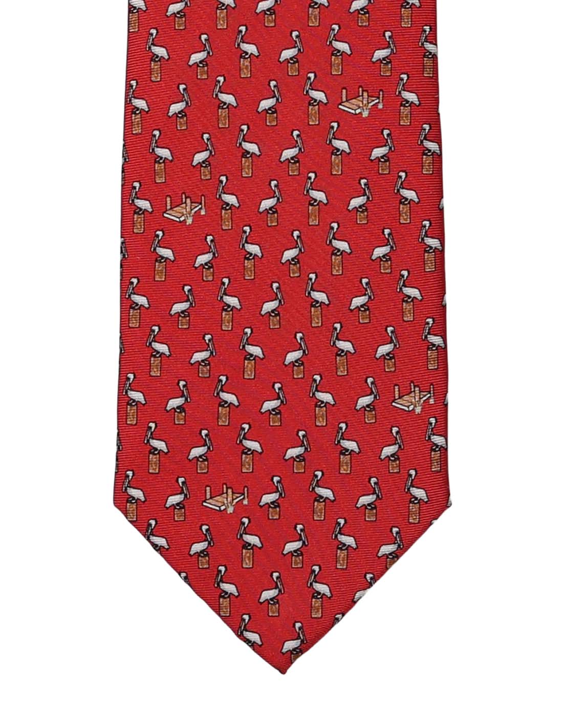 Limited Edition NOLA Couture X Haspel Red Pelican Print Tie - O/S