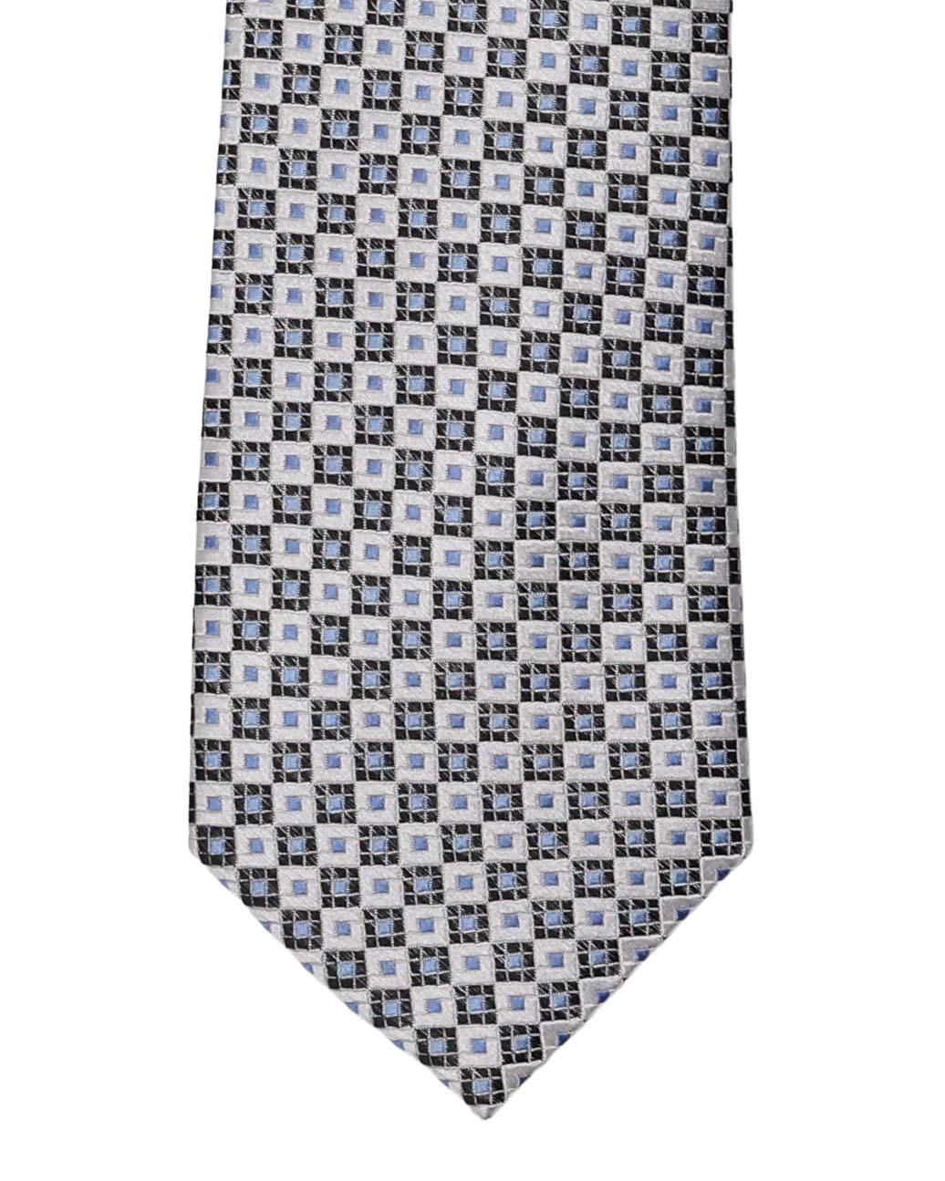 Grey with Black & Blue Box Print Tie