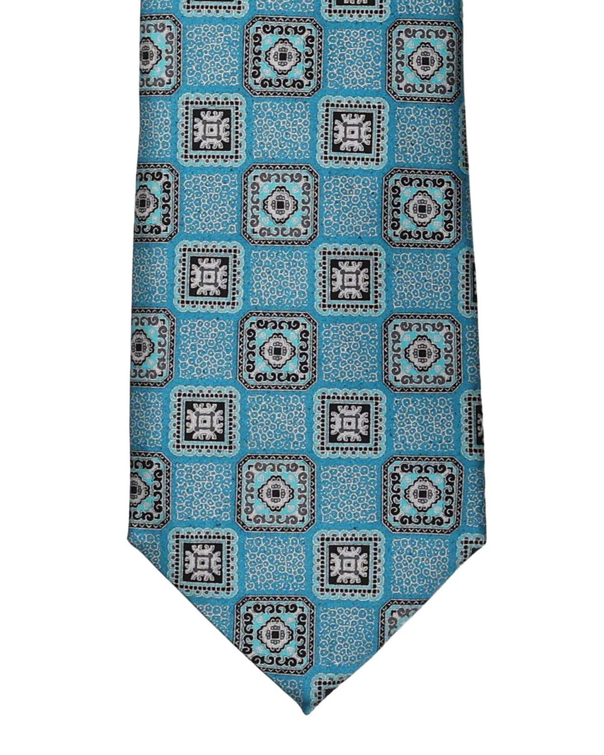 Aqua Blue Geometric Print Tie
