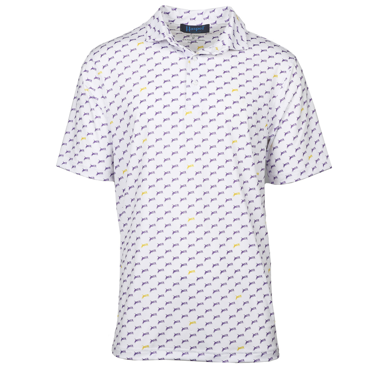 Purple &amp; Gold Jumping Tiger Performance Polo