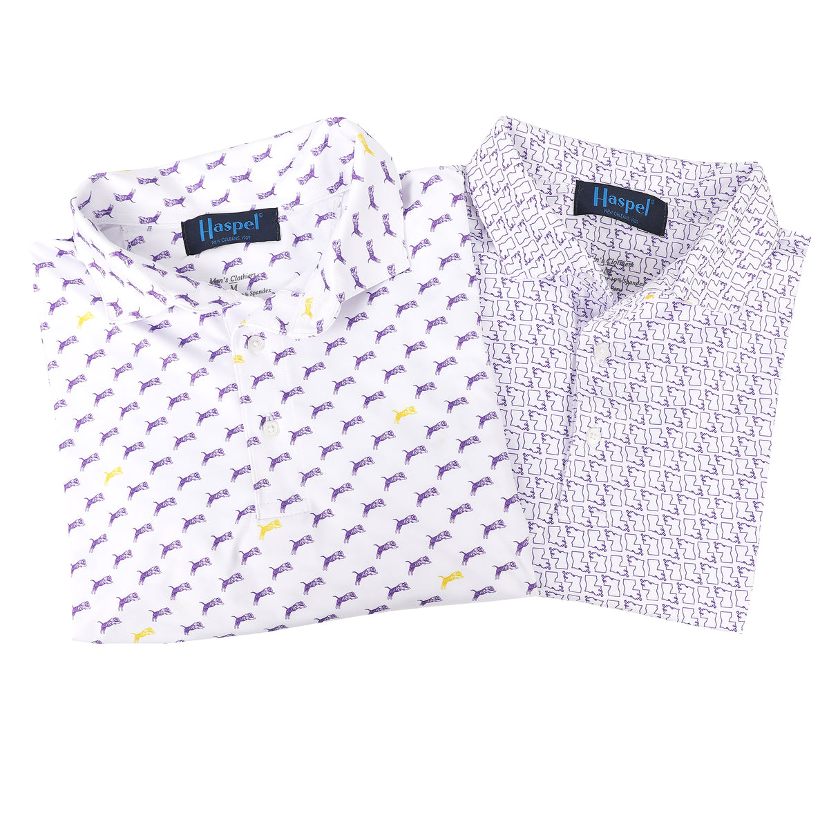 Purple &amp; Gold Jumping Tiger Performance Polo
