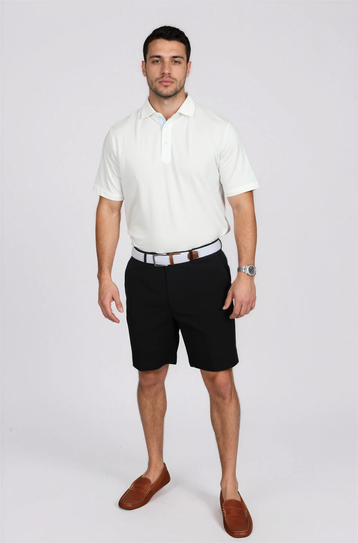 Ursuline Black Pepper Solid Seersucker Short