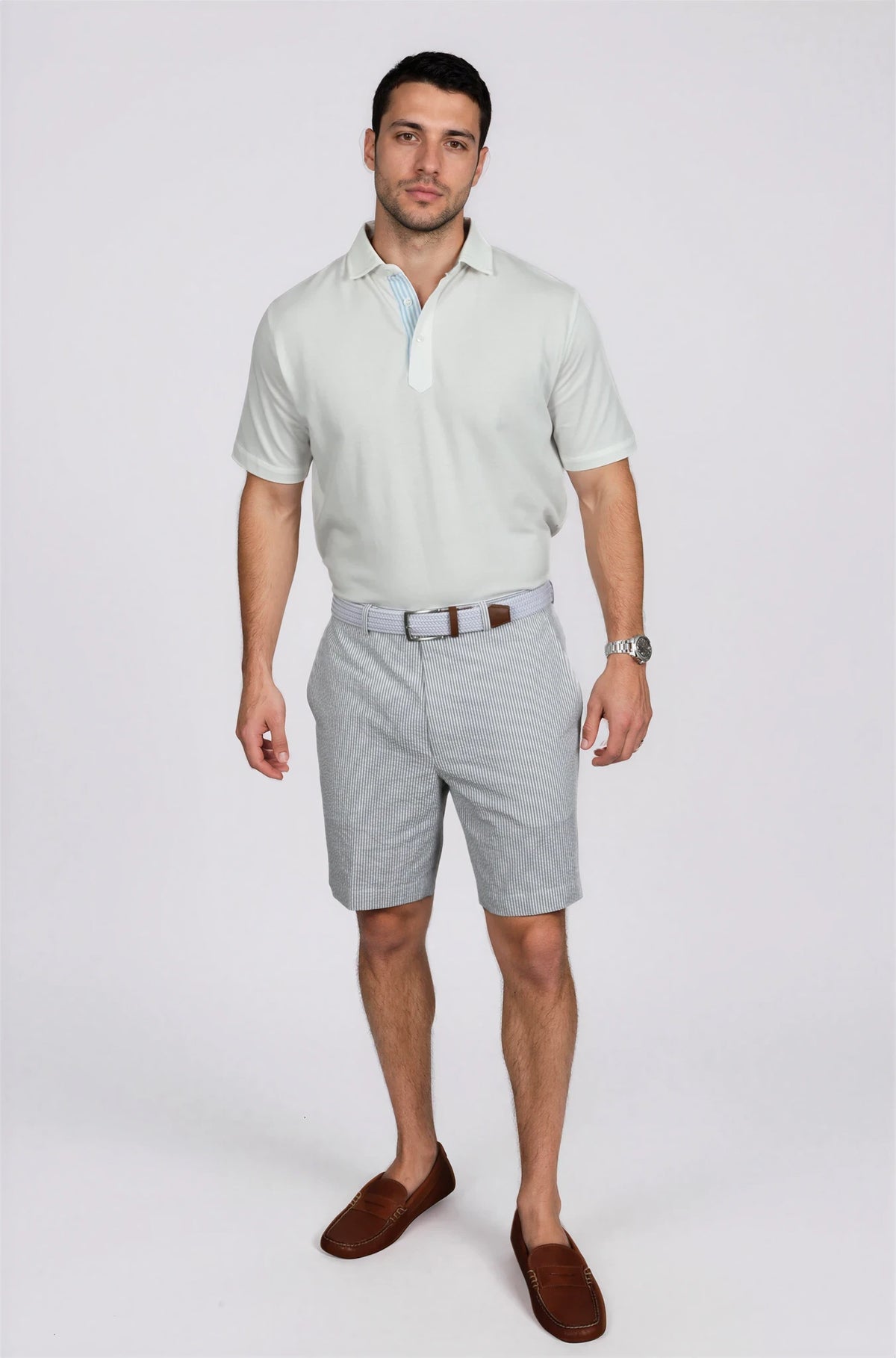 Ursuline Granite Gray Seersucker Short