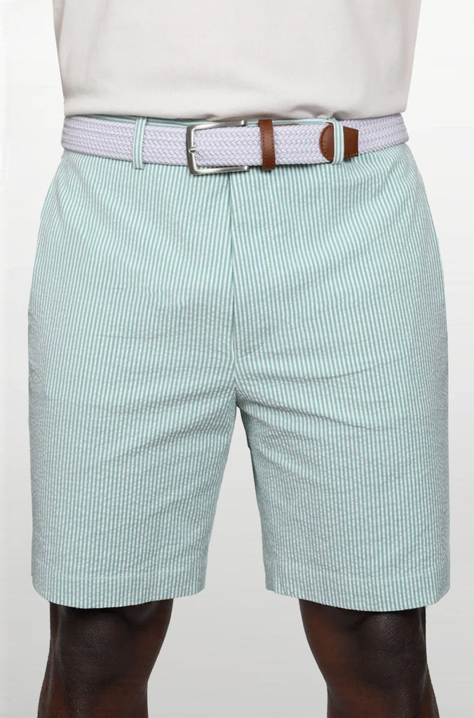 Men's Shorts | Ursuline Mint Julep Green Seersucker Short | Haspel