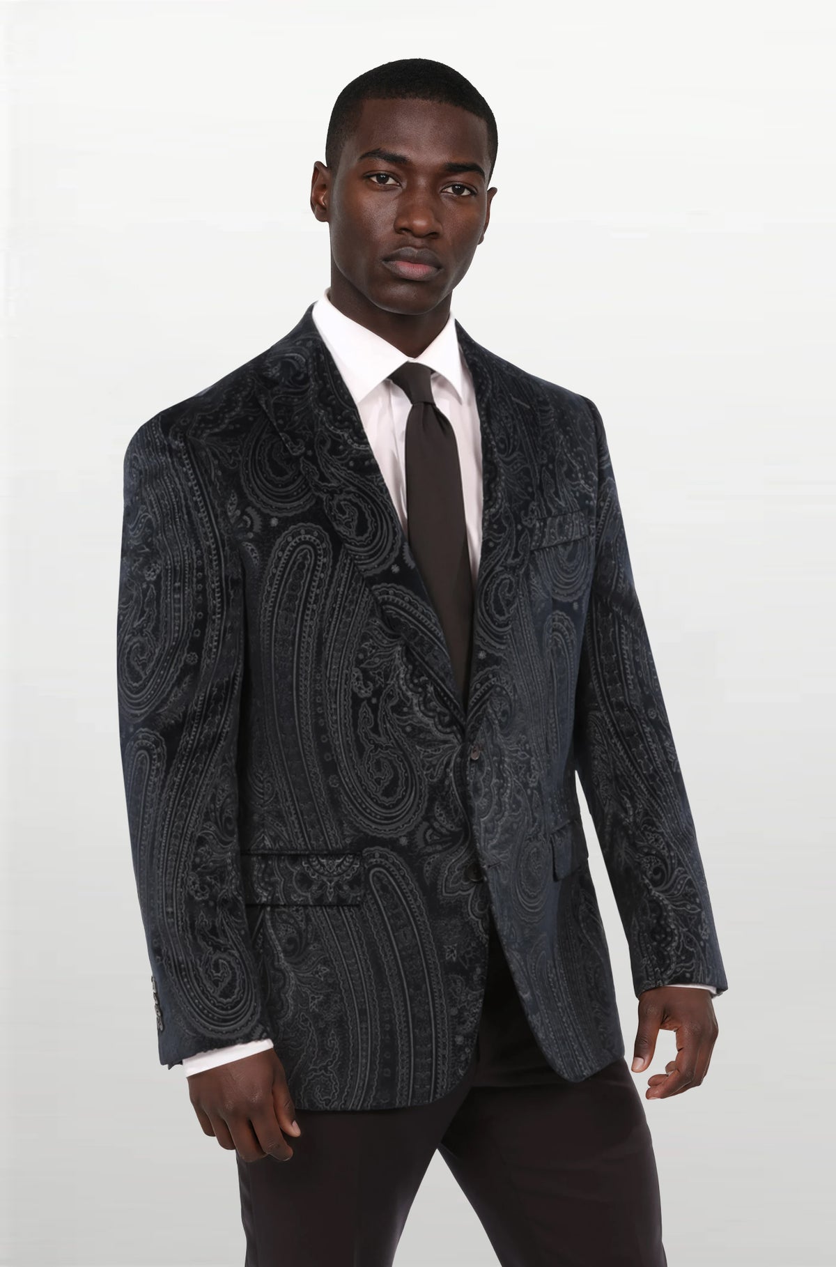 Audubon Black Gray Paisley Velvet Sport Coat